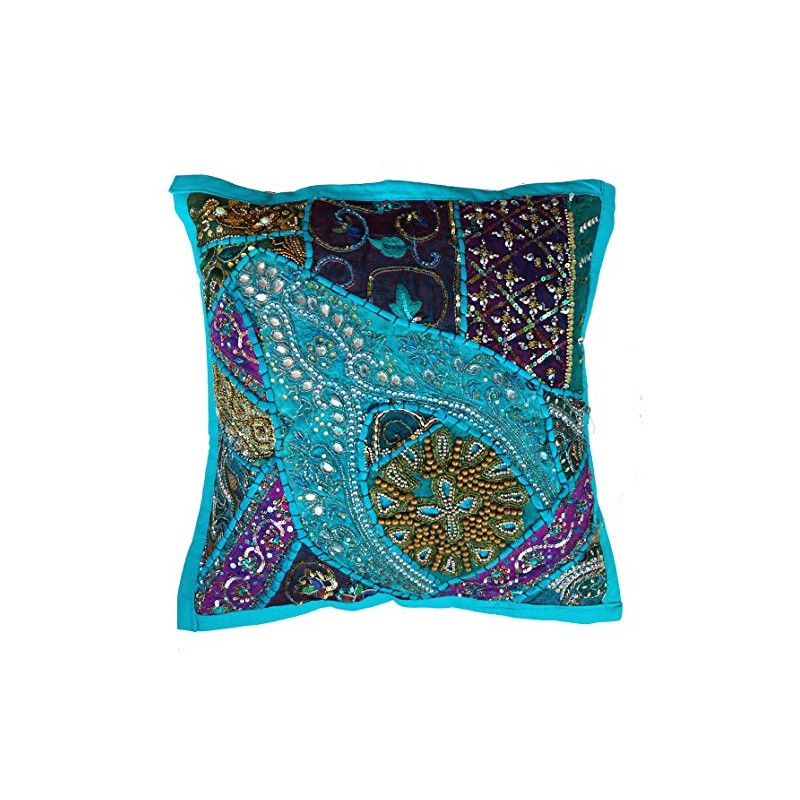 Rastogi Handicrafts Decorative Throw Pillow Cases, Embroidered Cotton Cushion Cover