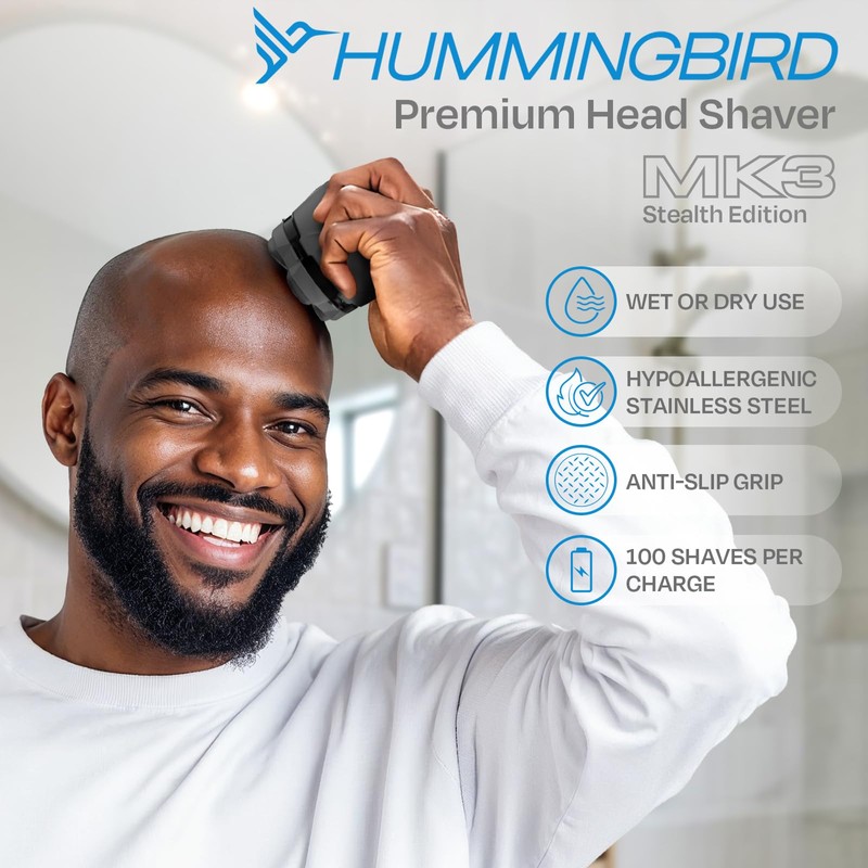 HUMMINGBIRD MK3 Stealth Edition Electric Head Shaver - No Nick