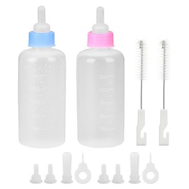 Hsthe Sea 2 Pieces Newborn Pet Feeder,Puppy,Cat,Kitten Feeding Bottle Kit,Feeding Nursing Bottle Nipple for Small Mammals Neonates Week Old Newborn Animal