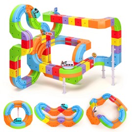 SOCBTNSO KlickRail 3D Modular Motorized Train Track Set, Infinity Racer Cube Track Toys for Toddlers 3-5, STEM Electric Train for Kids, Creative Monorail Kit-Magic Rail & Block, Clever Gift for Boys