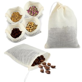 20 PCS Cotton Muslin Bags Reusable Cotton Drawstring Bags Gauze Filter Bags Tea Bags Empty Soup Bag Herb Bags for Straining Coffee Loose Tea Soup (3 x 4 Inch)
