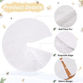 Faux Fur Christmas Tree Skirts 48 Inches White Plush Skirts Large Xmas Tree Mats for Merry Christmas Ornaments Home Party Tree Decorations