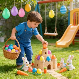 12Pcs Easter Hanging Eggs Decoration, Easter Egg Decorations for Tree, Easters Tree Hanging Plastic Ornaments Solid Colorful Easters Eggs for DIY Crafts Home Party Decors (12)