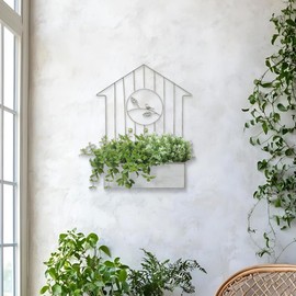 Xynthorvex Rustic Metal Wall Planter Country Garden Wall Hanging Mount Vase Pocket Outdoor Vintage Hanging Pot Farmhouse Wall Decor for Plants Flowers (White - Large)