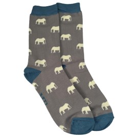 Purple Possum® Mens Socks Elephants Blue Grey Elephant Novelty Fun Bamboo Cotton Blend 8-12