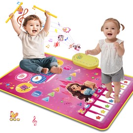 Shayson Music Piano Mat, Baby Toys for Girls, Toddler Toys 3 in 1 Music Mat Girls Gifts Kids Toys for 1-3 Year Old, Educational Music Toys for 1-2 Year Old Babies, Toddlers Birthday Gift