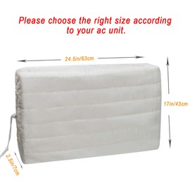 Luxiv Indoor Air Conditioner Cover, White Window Unit Protection Anti-Rust Adjustable Cover for Indoor Window AC with Free Elastic Straps (White, 24.5x17x2.5)