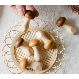 speed mao Natural Wood, Cute, Mushroom Shape, Chopsticks Rest, Calatory, 2 Colors, Set of 6