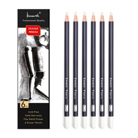 Brusarth Eraser Pencils Set - Professional 3pc Erasing Small Details or add Highlights for Sketching Pencils, Colored Pencils, Charcoal Drawings. Fine Detail Eraser for Beginners & Artists