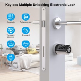 Welock P51 Code Electronic Door Lock Front Door Unlock with Password, Temporary Password, App, RFID Card, BLE WLAN Remote Control (WiFi Box 3 Additional) IP65 Suitable for 30-70 mm Euro Profile Door