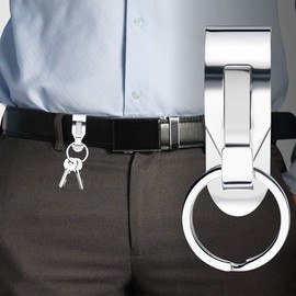 Belt Keyring, 5 Pieces Metal Belt Clip, Key Ring Holder, Stainless Steel Belt Key Clip for Men and Women, silver, S, Minimal