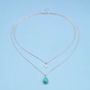 Inilbran Boho Turquoise Pendant Necklace Layered Teardrop Turquoise Chain Necklace
