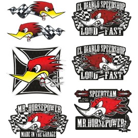 cut-it folientechnik & design MG629 / 7x Sticker Hot Rod Width Approx. 6.5 cm Vintage Racing Tuning Old School Retro Look