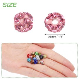 MECCANIXITY 100pcs 6mm Rhinestone Beads for Jewelry Making, Bling Disco Bead Sparkle Diamond Clay Bead for Necklace Bracelet Christmas, Pink