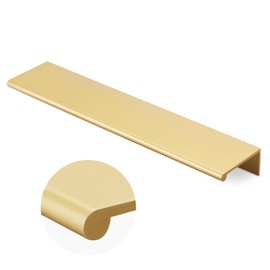 Peaha 20 Pack Gold Edge Pulls for Cabinets Finger Pulls Aluminum Flat Hidden Bar Handles 6-1/4 Inch Hole Centers