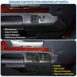 Fit for Toyota FJ Cruiser 2007-2021 ABS Window Lift Switch Cover, Carbon Fiber Pattern Window Lift Switch Panel Decoration Frame Trim Cover, 2PCS (Carbon Fiber Pattern Black)