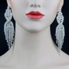 CHRAN Silver Rhinestone Long Tassels Dangle Chandelier Earrings Jewelry Size