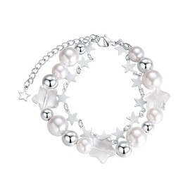 Y2k Star Bracelets For Teen Girls Women Beaded Pearl Adjustable Charm Bracelets Jewelry
