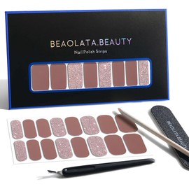 Beaolata Nail Polish Strips, 32PCS Salon Quality Wraps, Long Lasting Gel Nail Stickers for Women Easy Apply& Remove (Canyon Dusk Fawn)