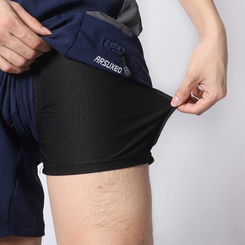 2 In 1 Padded Bike Shorts with Pockets Men Breathable