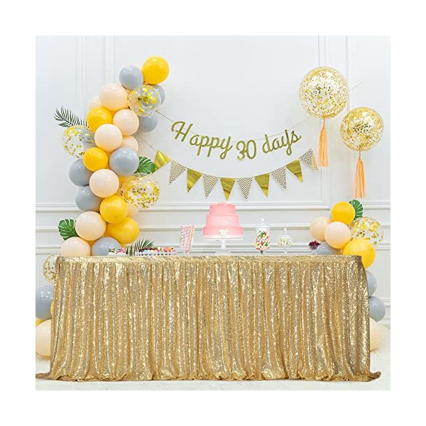 Eternal Beauty Sequin Table Skirt Rectangle Round Table Cover for Party Wedding Baby Shower Decorationï¼Amber Goldï¼L 6(ft) * H 30inï¼
