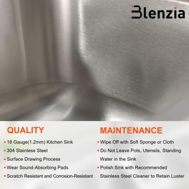 Blenzia 23 Inch Undermount Curved Single Bowl Kitchen Sink (Sink Only)