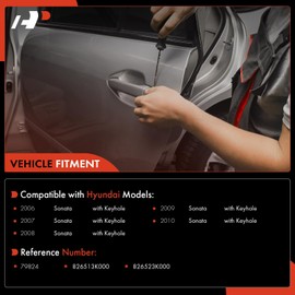 A-Premium Front Driver Side Exterior Door Handle with Keyhole Compatible with Hyundai Sonata 2006 2007 2008 2009 2010, Primed Black, Replace# 826513K000