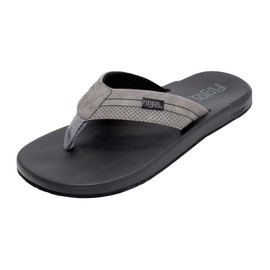 Flojos Men's LEVEE Flat Sandal, Gray/Black, 10