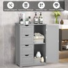 COSTWAY Bathroom Storage Cabinet, Wooden Storage Organizer with 4 Deep