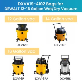 10 Pack DXVA19-4102 Shop Vac Bags for DEWALT 12-16 Gallon Wet/Dry Vacuum Compatible with DXV12P DXV14P DXV16P DXV16PA DXV16S