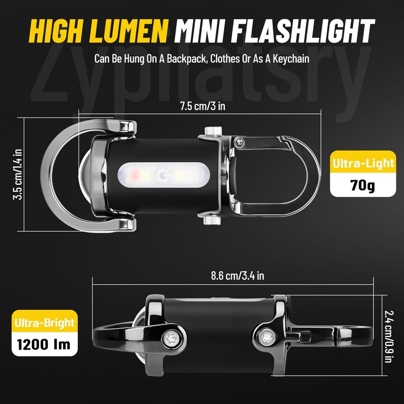 Zypilatsry 1200LM Super Bright Mini Led Flashlights USB Rechargeable Small