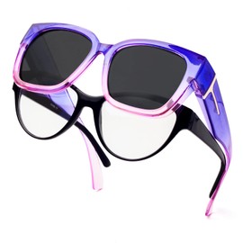 Face Shadow Polarized Sunglasses Over Glasses for Women Men, Fit Over Glasses Sunglasses Square Oversized Sunglasses UV Protection Lightweight-C17