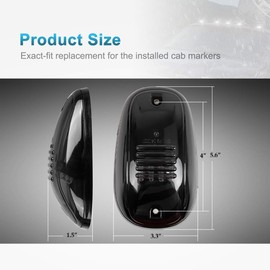 Partsam 5pcs 12LEDs Smoke/White Cab Roof Top Marker Running Lights 264146BK Replacement for Dodge Ram 2003-2018 (Smoked Lens/White Lights)