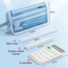 Four Candies Mesh Pencil Case with Handle and Zipper, blue,