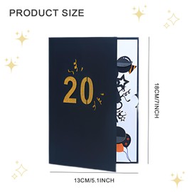 scicent Birthday Card Girl 3D Birthday Card for Girls Boys Friends Pop Up Birthday Card for with 1 Envelop 1 Message Card Happy 20th Birthday Card Birthday Card for 20 Years Old Golden - 33414