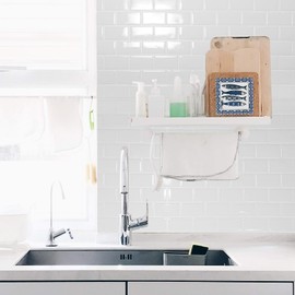 Art3d 10-Sheet Peel and Stick Backsplash Tile for Kitchen, Textured Self-Adhesive Subway Wall Tile for Kitchen Bathroom Laundry Room, Enhanced Backing Adhesion & Thicker Design - 12"x12" White