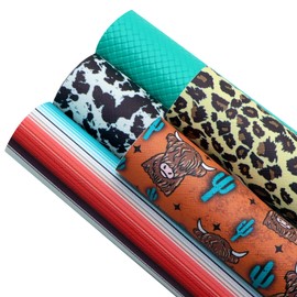 David accessories Faux Leather Sheet 5pcs/Set 7.7" x 12.9"(20cm x 33cm) Cow Pattern Mixed Synthetic Leather Sheets Bundles for Leather Earrings Bows Making (G)