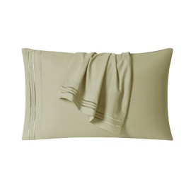 Clara Clark Pillow Cases King - Ultra Soft Pillow Cover, Lightweight Microfiber Pillow Cases Set of 2 - Envelope Closure Pillowcases, Sage Olive Green.