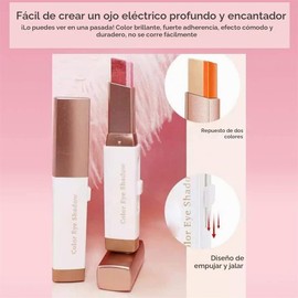 Sombra de ojos con gradiente de brillo en barra de dos tonos, sombra de ojos en barra con degradado de brillo de dos tonos Barra de sombra de ojos de dos colores Barra de sombra de ojos con brillo impermeable Lápiz de sombra de ojos para mujeres Maquillaj