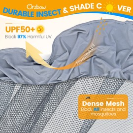 Orzbow Universal Baby Mosquito Net & Buggy Sun Shade with UPF50+,Breathable Pram Net Cover with Two-way Zippers & Adjustable Stroller Sun Cover with Bag for Pushchair,Car Seat & Carrycot (Grey)