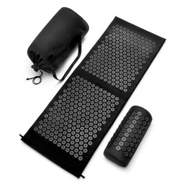 Sivan Health and Fitness Acupressure Mat and Pillow Set - Grounding Mat for Stress, Back & Neck Pain - Acupuncture Point Massage Mat for Muscle Relaxation, Sciatica, & Meditation - Includes Carry Bag