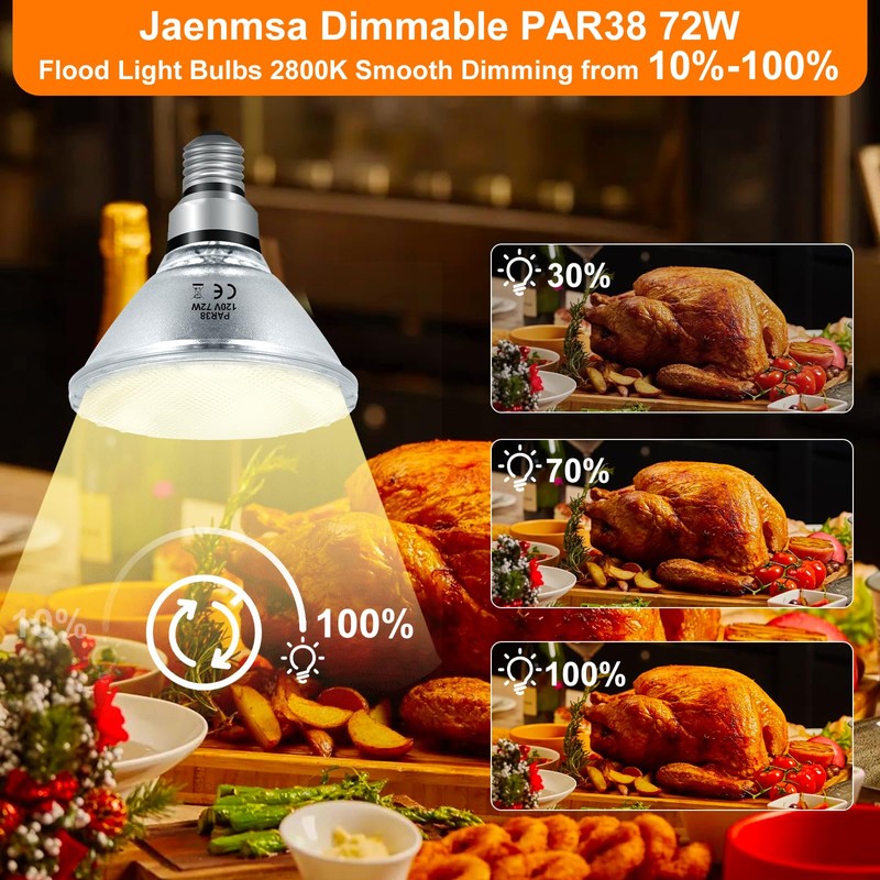 72W Halogen PAR38 Floodlight Bulbs 4 Pack for Indoor Outdoor