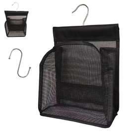 ClcIosis Clothes Peg Bag for Outdoors, Easy Hanging Hook, Peg Bag for Clothespins, Black Clothespin Basket, Portable, Used Family Bathroom and Garden Outdoor