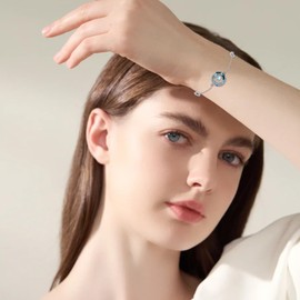 OHAYOO Moonstone Crescent Moon Bracelet for Women 925 Sterling Silver Sun and Moon link-Bracelet Crescent and Lunar Jewelry – Romantic Celestial Gifts for HerIdeal for Mother's Day, Birthday, Best Friend