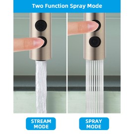 Hibbent Pull Out Sink Sprayer, 2 Function Kitchen Faucet Head, Bathroom Pull Down Spray Head with G1/2 or 13/16 Inch Male Connector, Brushed Nickel