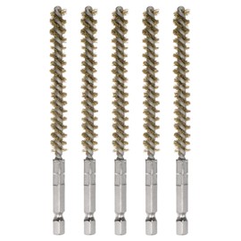 QUARKZMAN 5 Pieces Brass Drill Brush 8mm Diameter Cleaning Brush Twisted Bronze Wire for Pipes and Hoses with Handle and 1/4" Hex Shank for Pipes, Connections, Bearings