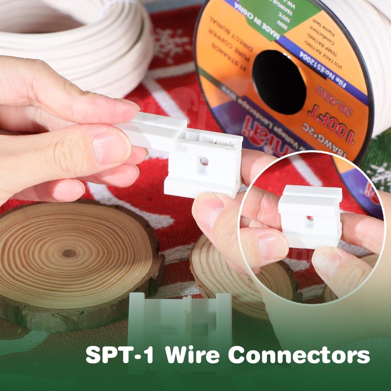 Aniai 18/2 SPT-2 Wire 100FT with 6PCS Vampire Plugs -