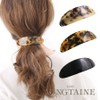 VINGTAINE H7573-BE- Tortoise Shell Style Barrette, Wide Oval Hair Clip,