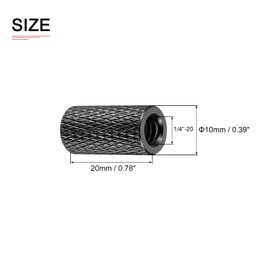 DTGN 1/4"-20x0.78(DxH) Tripod Nuts - 2Pack - Good for Camera Tripod Electronic Equipment - Hand Screw Knurled Barrel Nut Connection Fasteners - Black