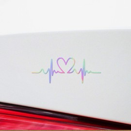 Decal Stickers of Love Heart Beat Silhouette (Hologram) (Set of 2) Premium Waterproof Vinyl Decal Stickers for Laptop Smartphone Car Dirt Bike Wall Room Mason Jar Bathtub Door - ANDstic701520HO